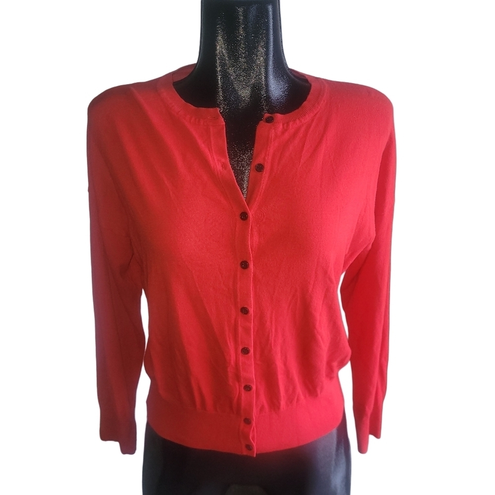 Tristan Red Button Up Classic Preppy Sweater Size SP